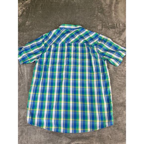 Men’s Koppen Large Blue Green Yellow Plaid Short-Sleeve Shirt – Excellent - Picture 6 of 9